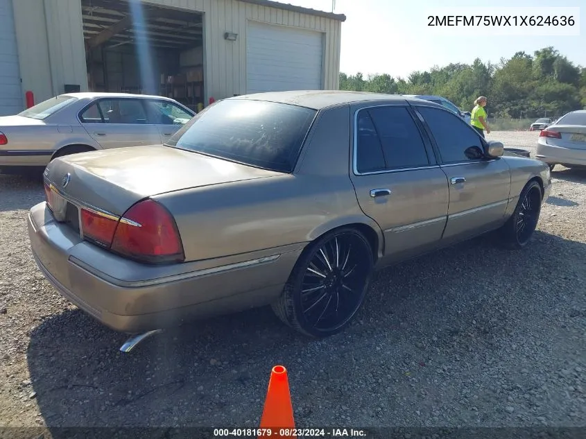 2001 Mercury Grand Marquis Ls VIN: 2MEFM75WX1X624636 Lot: 40181679