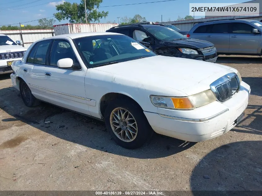 2001 Mercury Grand Marquis Gs VIN: 2MEFM74W41X674109 Lot: 40186139