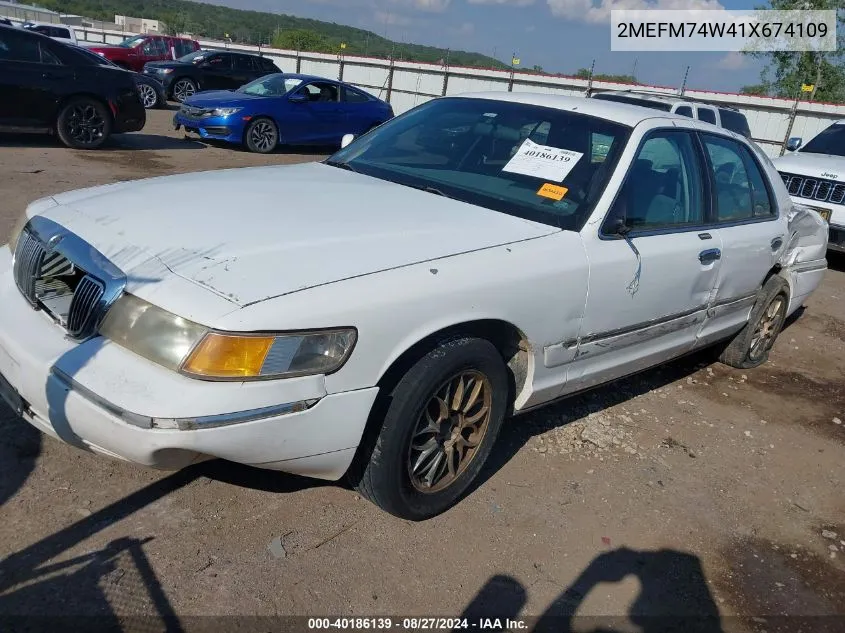 2001 Mercury Grand Marquis Gs VIN: 2MEFM74W41X674109 Lot: 40186139