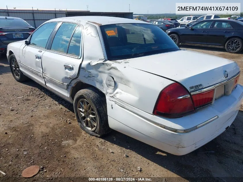 2001 Mercury Grand Marquis Gs VIN: 2MEFM74W41X674109 Lot: 40186139