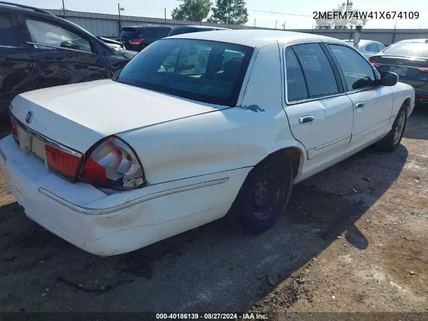 2001 Mercury Grand Marquis Gs VIN: 2MEFM74W41X674109 Lot: 40186139