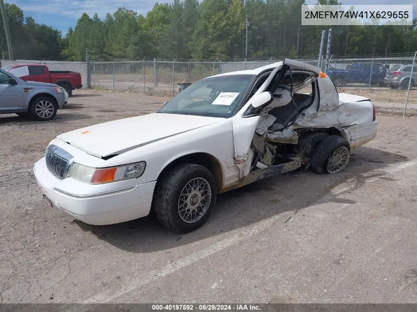 2001 Mercury Grand Marquis Gs VIN: 2MEFM74W41X629655 Lot: 40197592