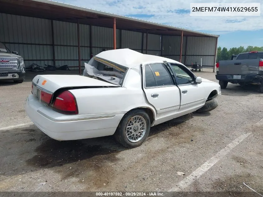 2001 Mercury Grand Marquis Gs VIN: 2MEFM74W41X629655 Lot: 40197592