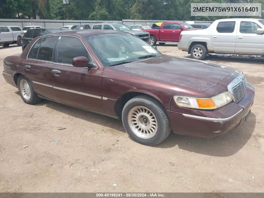 2001 Mercury Grand Marquis Ls VIN: 2MEFM75W91X616401 Lot: 40199241