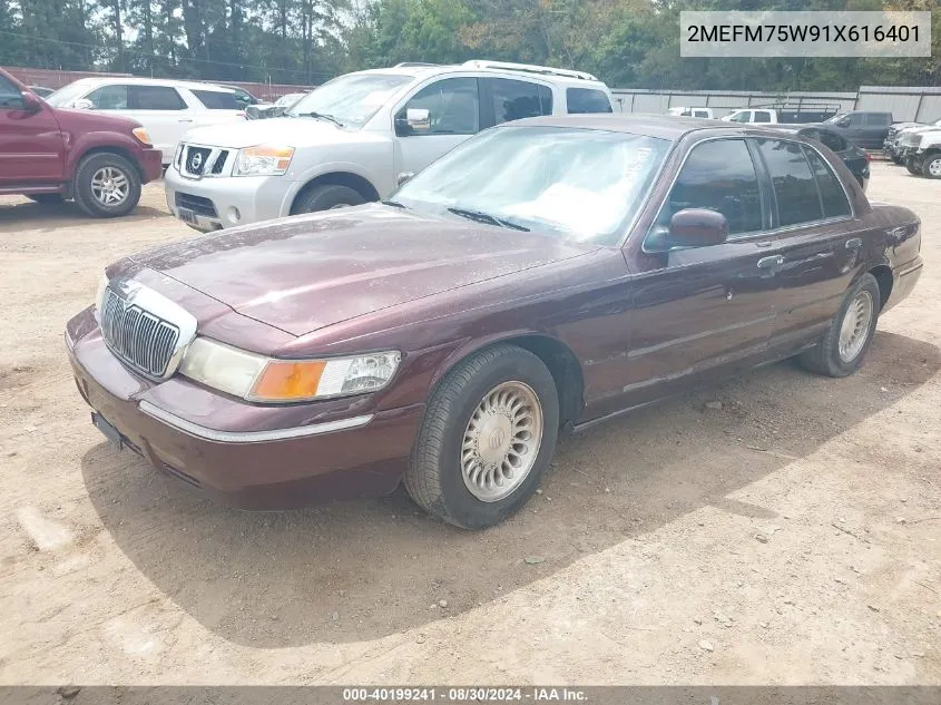 2001 Mercury Grand Marquis Ls VIN: 2MEFM75W91X616401 Lot: 40199241