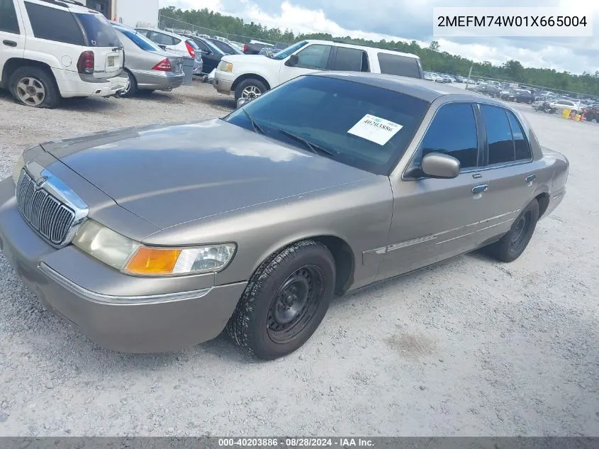 2001 Mercury Grand Marquis Gs VIN: 2MEFM74W01X665004 Lot: 40203886