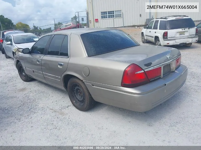 2001 Mercury Grand Marquis Gs VIN: 2MEFM74W01X665004 Lot: 40203886