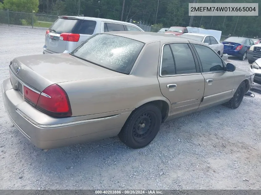 2001 Mercury Grand Marquis Gs VIN: 2MEFM74W01X665004 Lot: 40203886