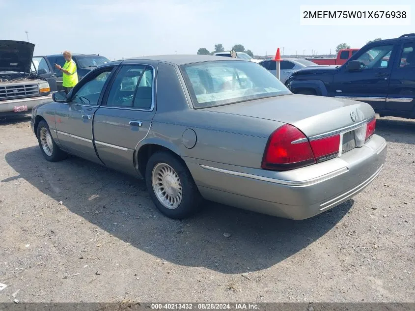 2001 Mercury Grand Marquis Ls VIN: 2MEFM75W01X676938 Lot: 40213432