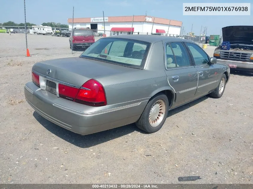 2001 Mercury Grand Marquis Ls VIN: 2MEFM75W01X676938 Lot: 40213432