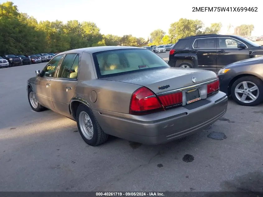 2001 Mercury Grand Marquis Ls VIN: 2MEFM75W41X699462 Lot: 40261719