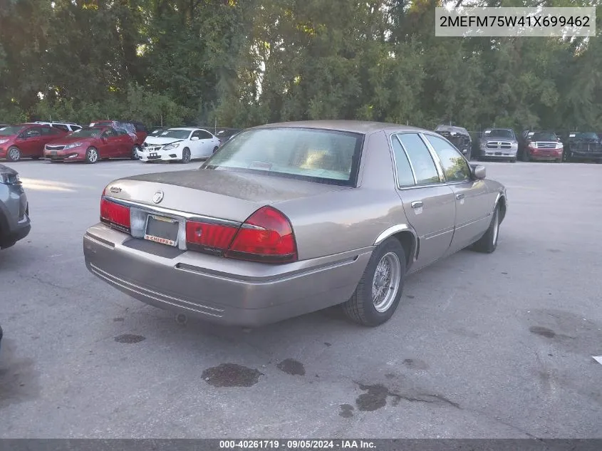 2001 Mercury Grand Marquis Ls VIN: 2MEFM75W41X699462 Lot: 40261719