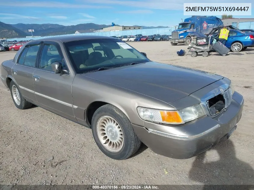 2001 Mercury Grand Marquis Ls VIN: 2MEFM75W51X694447 Lot: 40370156