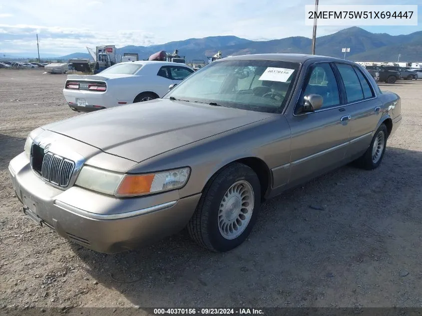 2001 Mercury Grand Marquis Ls VIN: 2MEFM75W51X694447 Lot: 40370156