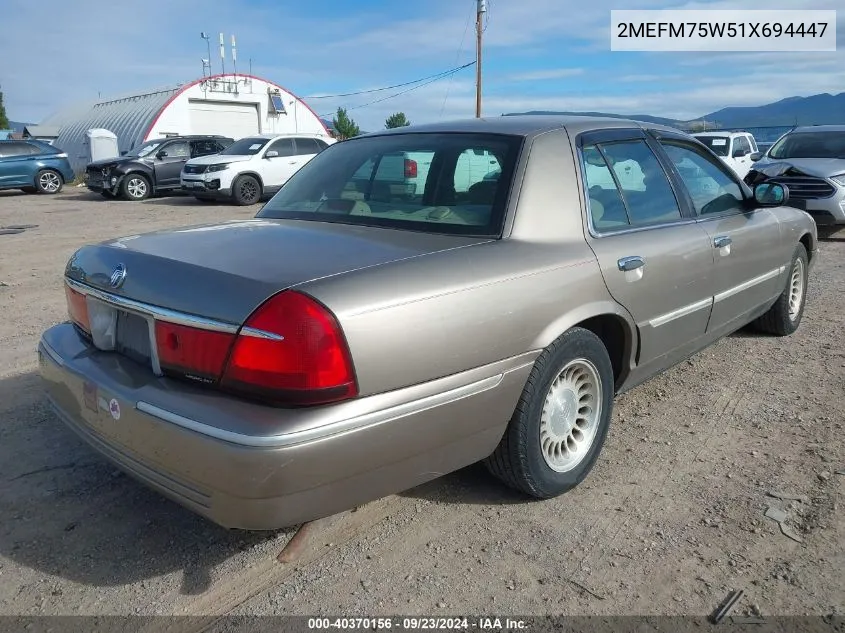 2001 Mercury Grand Marquis Ls VIN: 2MEFM75W51X694447 Lot: 40370156