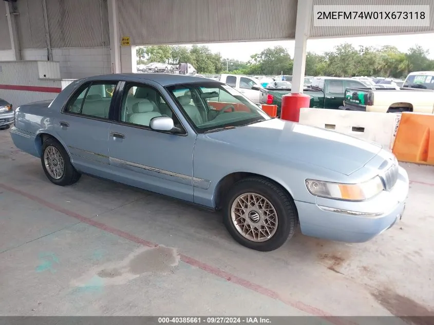 2001 Mercury Grand Marquis Gs VIN: 2MEFM74W01X673118 Lot: 40385661