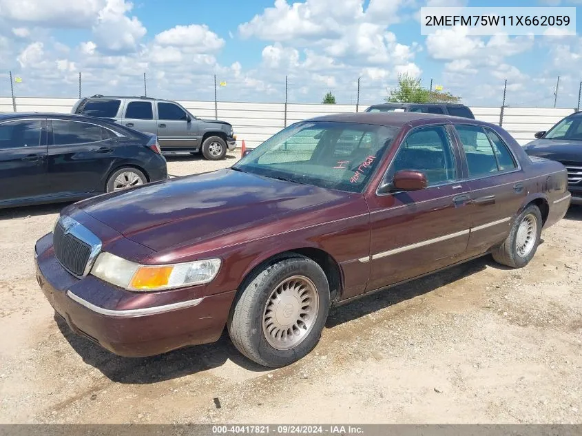 2001 Mercury Grand Marquis Ls VIN: 2MEFM75W11X662059 Lot: 40417821