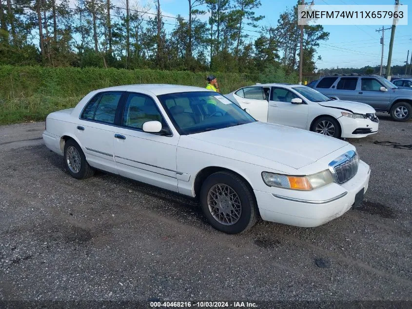 2001 Mercury Grand Marquis Gs VIN: 2MEFM74W11X657963 Lot: 40468216