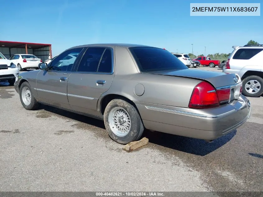 2001 Mercury Grand Marquis Ls VIN: 2MEFM75W11X683607 Lot: 40482621