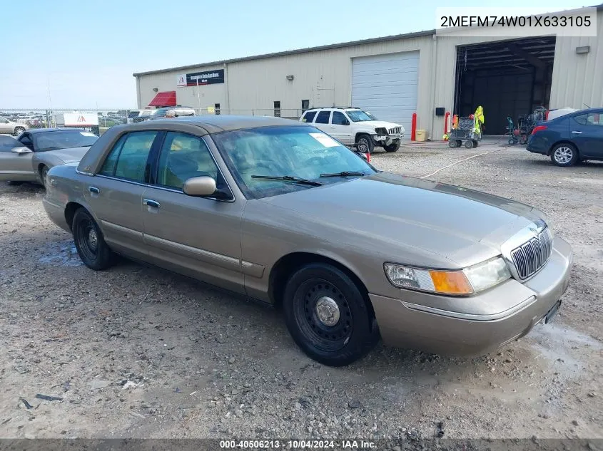 2001 Mercury Grand Marquis Gs VIN: 2MEFM74W01X633105 Lot: 40506213