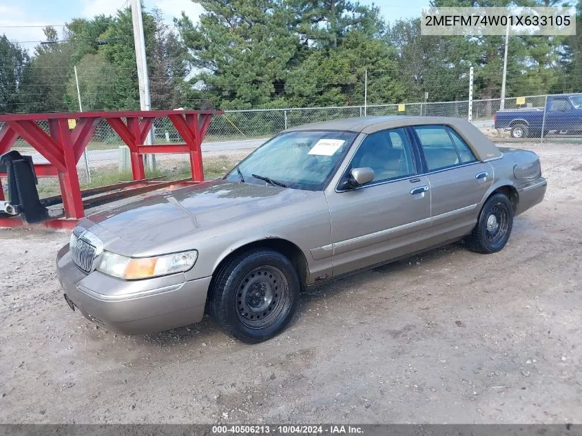 2001 Mercury Grand Marquis Gs VIN: 2MEFM74W01X633105 Lot: 40506213