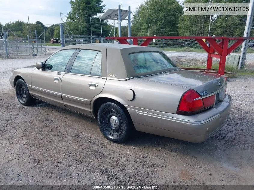 2001 Mercury Grand Marquis Gs VIN: 2MEFM74W01X633105 Lot: 40506213