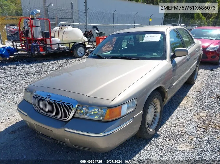 2001 Mercury Grand Marquis Ls VIN: 2MEFM75W51X686073 Lot: 40524725