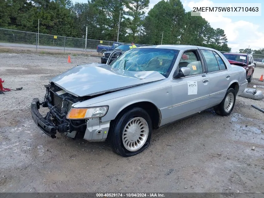 2001 Mercury Grand Marquis Ls VIN: 2MEFM75W81X710463 Lot: 40529174