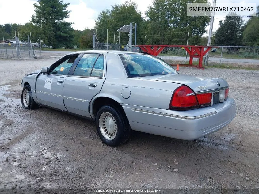 2001 Mercury Grand Marquis Ls VIN: 2MEFM75W81X710463 Lot: 40529174