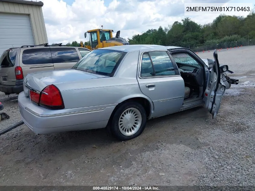 2001 Mercury Grand Marquis Ls VIN: 2MEFM75W81X710463 Lot: 40529174