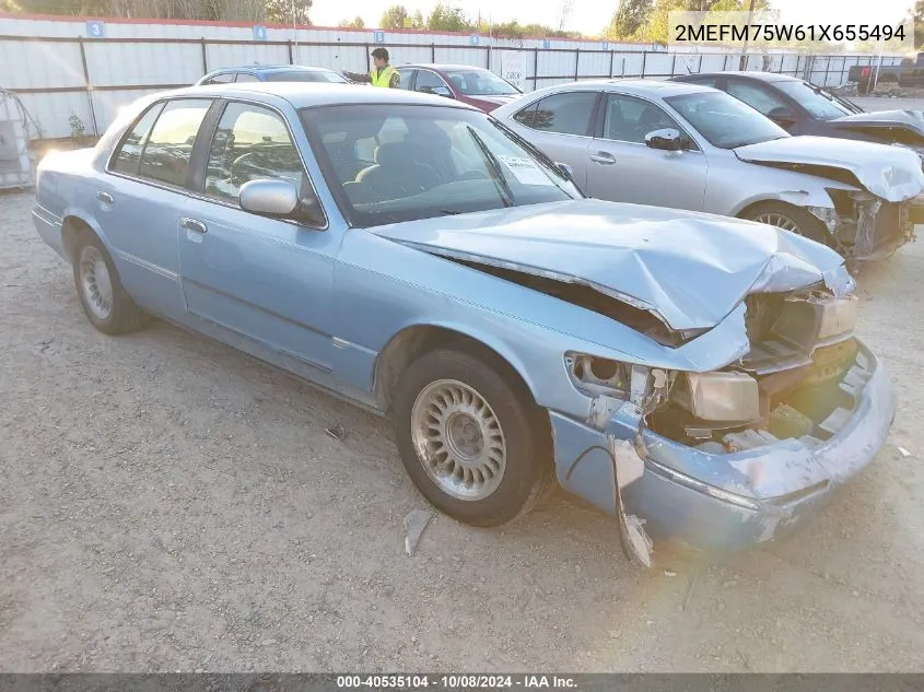 2001 Mercury Grand Marquis Ls VIN: 2MEFM75W61X655494 Lot: 40535104