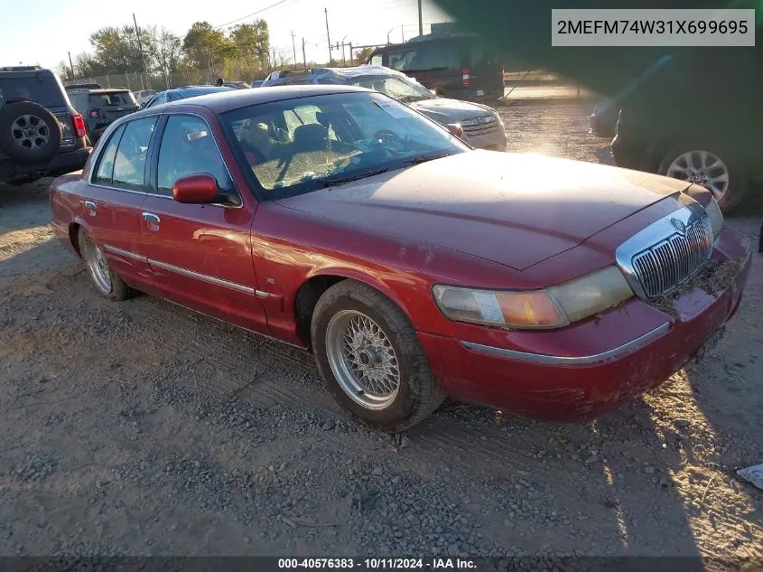 2001 Mercury Grand Marquis Gs VIN: 2MEFM74W31X699695 Lot: 40576383