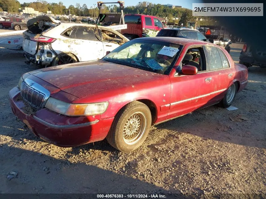 2001 Mercury Grand Marquis Gs VIN: 2MEFM74W31X699695 Lot: 40576383