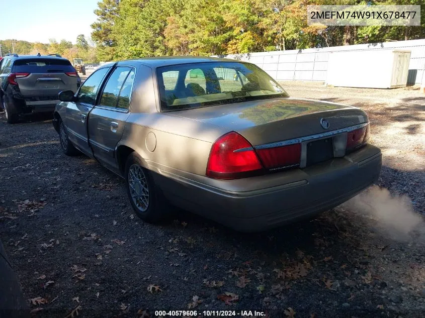 2001 Mercury Grand Marquis Gs VIN: 2MEFM74W91X678477 Lot: 40579606