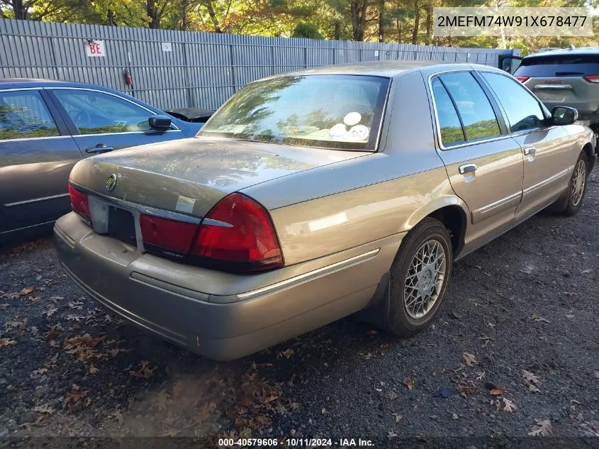 2001 Mercury Grand Marquis Gs VIN: 2MEFM74W91X678477 Lot: 40579606