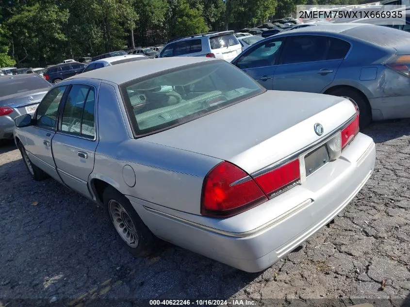 2001 Mercury Grand Marquis Ls VIN: 2MEFM75WX1X666935 Lot: 40622246