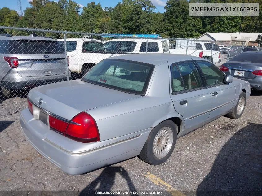 2001 Mercury Grand Marquis Ls VIN: 2MEFM75WX1X666935 Lot: 40622246