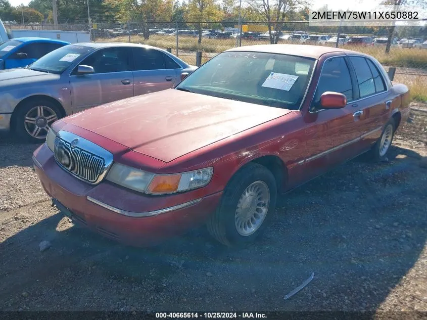 2001 Mercury Grand Marquis Ls VIN: 2MEFM75W11X650882 Lot: 40665614