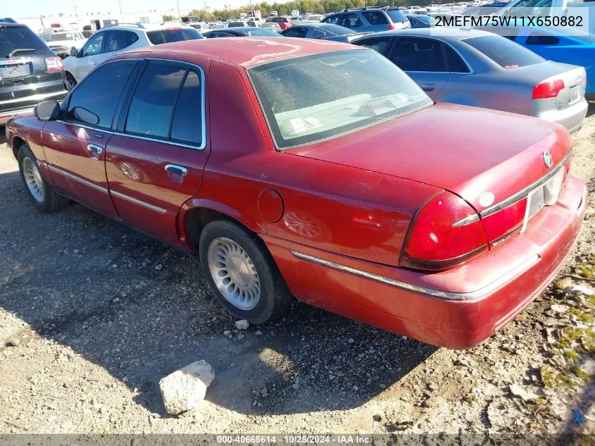 2001 Mercury Grand Marquis Ls VIN: 2MEFM75W11X650882 Lot: 40665614