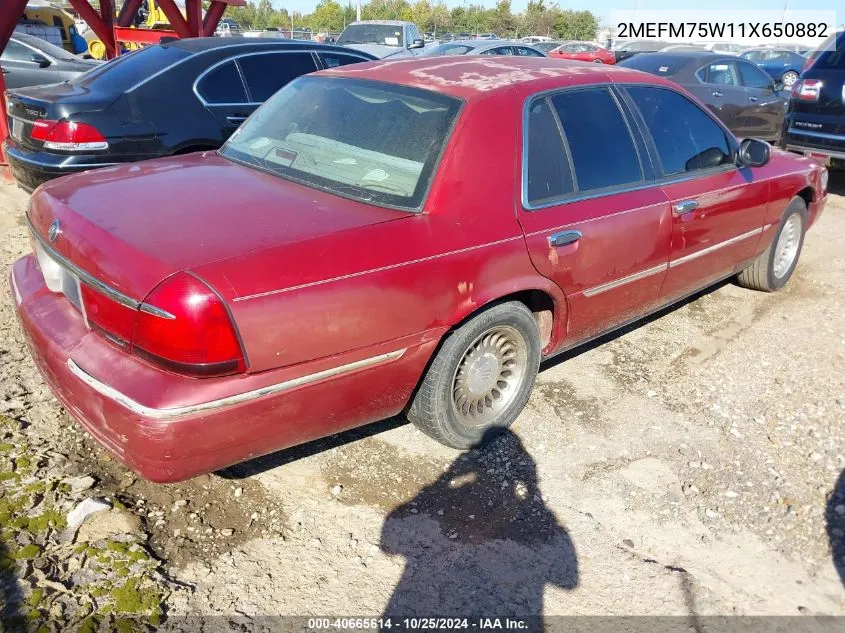 2001 Mercury Grand Marquis Ls VIN: 2MEFM75W11X650882 Lot: 40665614