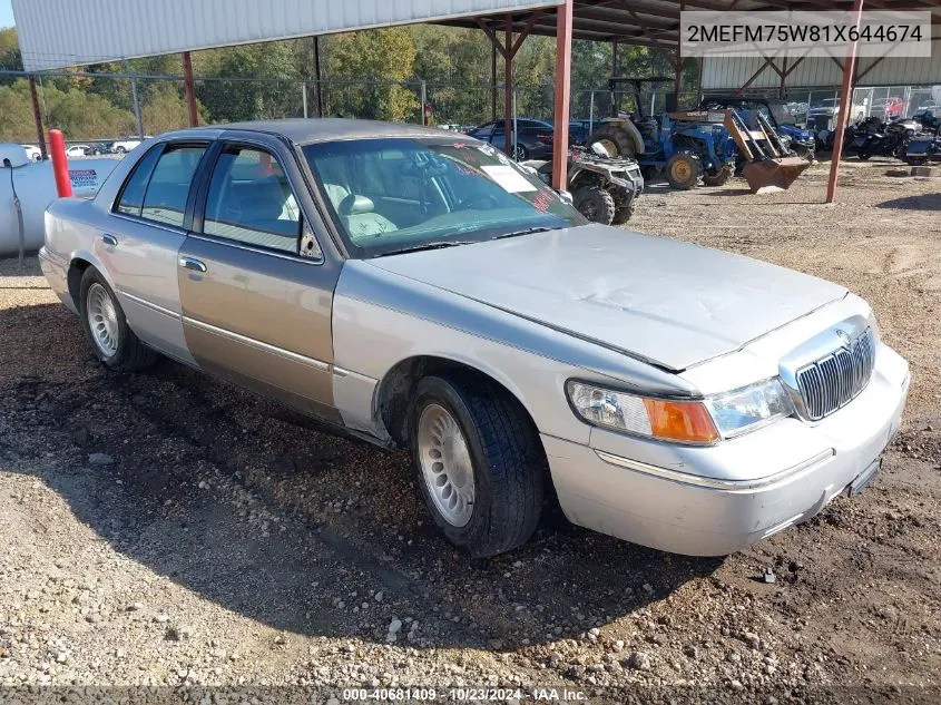 2001 Mercury Grand Marquis Ls VIN: 2MEFM75W81X644674 Lot: 40681409