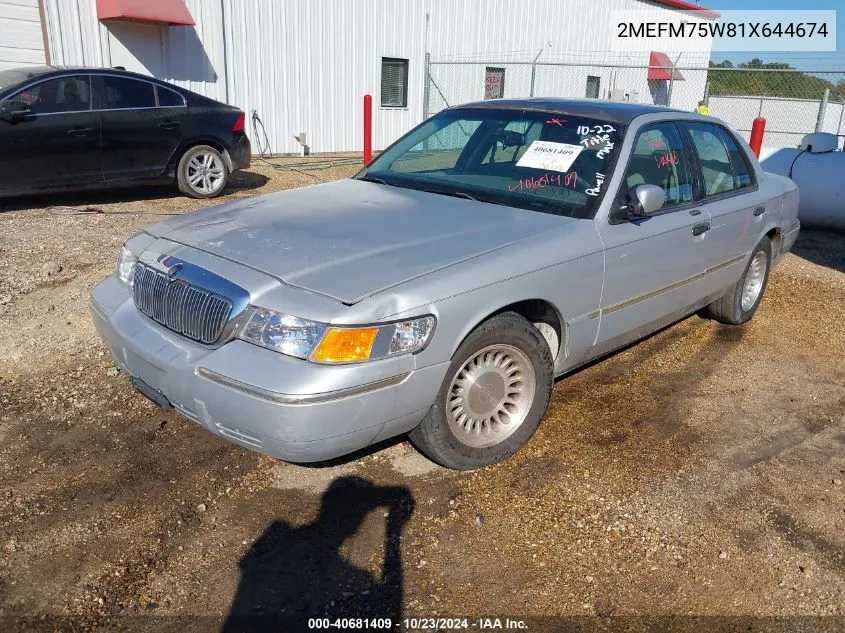 2001 Mercury Grand Marquis Ls VIN: 2MEFM75W81X644674 Lot: 40681409