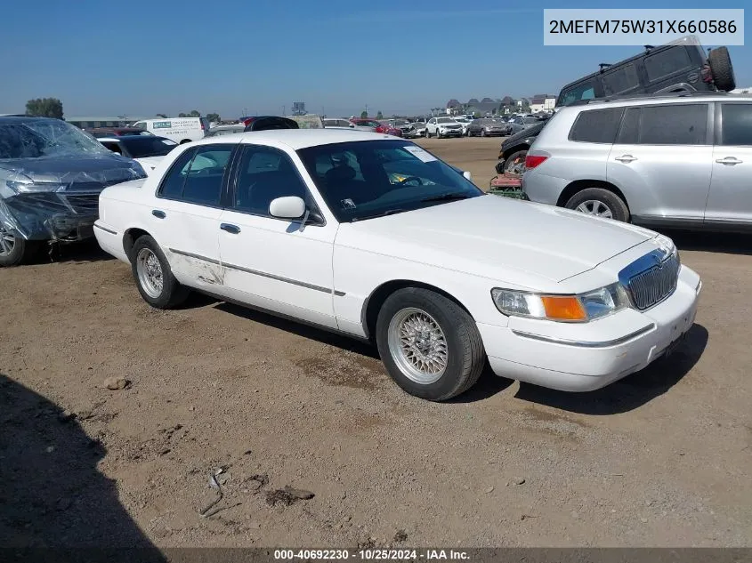 2001 Mercury Grand Marquis Ls VIN: 2MEFM75W31X660586 Lot: 40692230