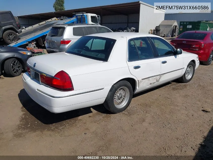 2001 Mercury Grand Marquis Ls VIN: 2MEFM75W31X660586 Lot: 40692230