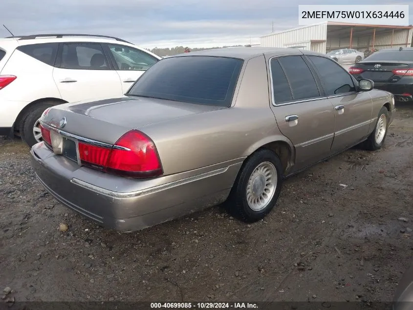 2001 Mercury Grand Marquis Ls VIN: 2MEFM75W01X634446 Lot: 40699085