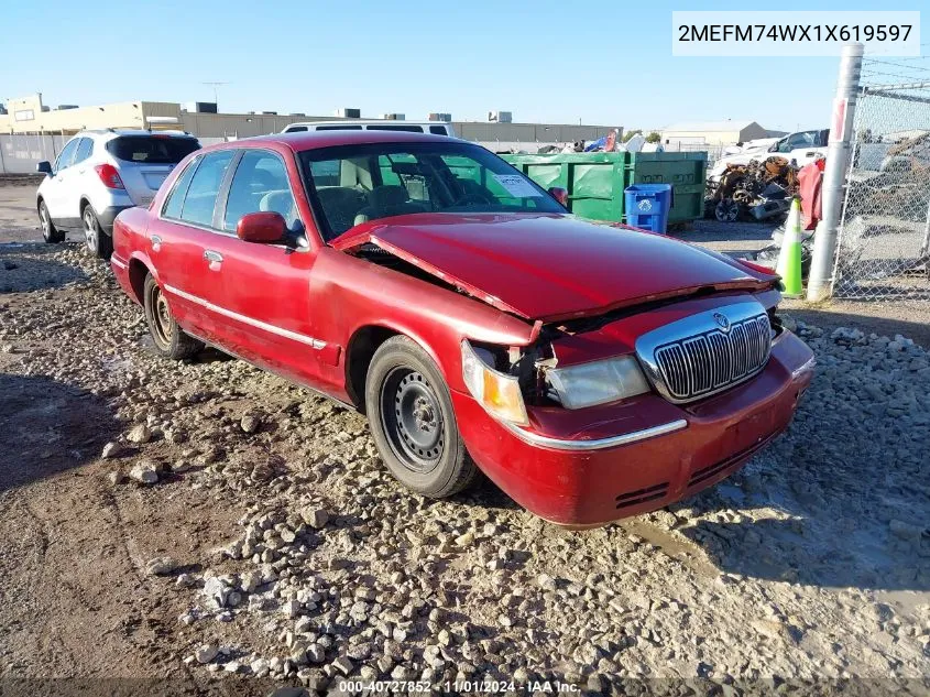 2001 Mercury Grand Marquis Gs VIN: 2MEFM74WX1X619597 Lot: 40727852