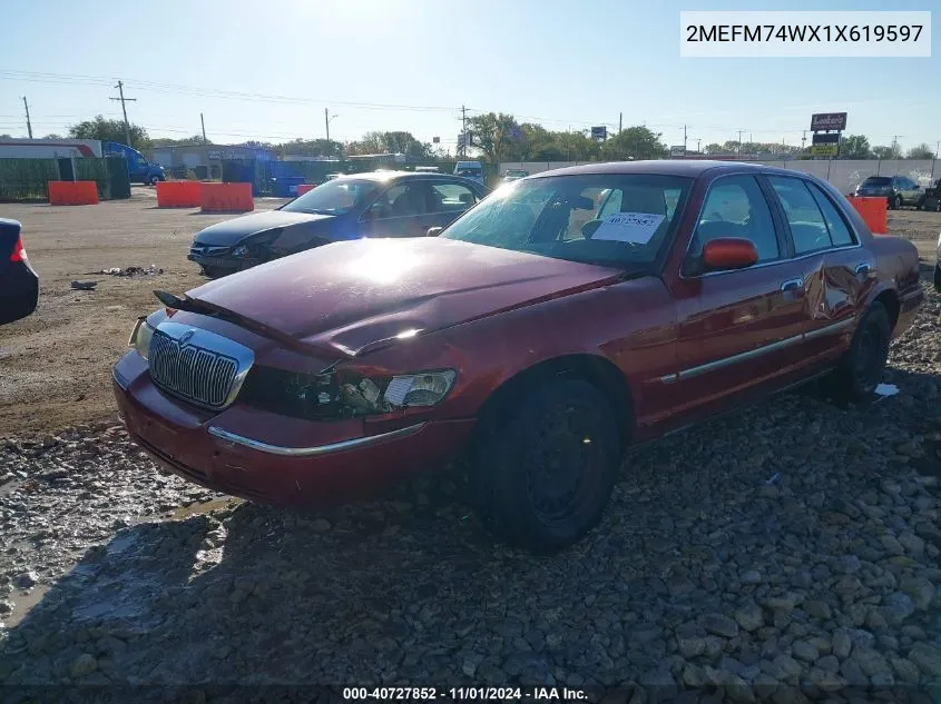 2001 Mercury Grand Marquis Gs VIN: 2MEFM74WX1X619597 Lot: 40727852