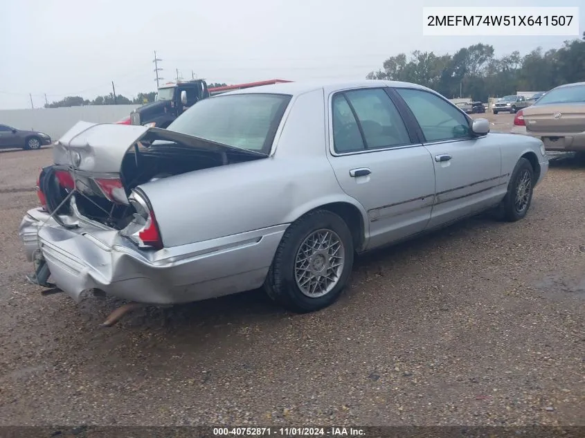 2001 Mercury Grand Marquis Gs VIN: 2MEFM74W51X641507 Lot: 40752871