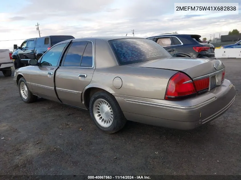 2001 Mercury Grand Marquis Ls VIN: 2MEFM75W41X682838 Lot: 40867563