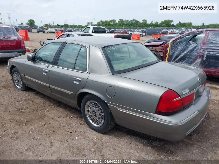 2002 Mercury Grand Marquis Gs/Gs Convenience VIN: 2MEFM74W42X665928 Lot: 39578842